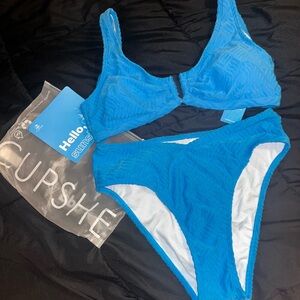 Cupshe Vibrant Blue Textured Bikini